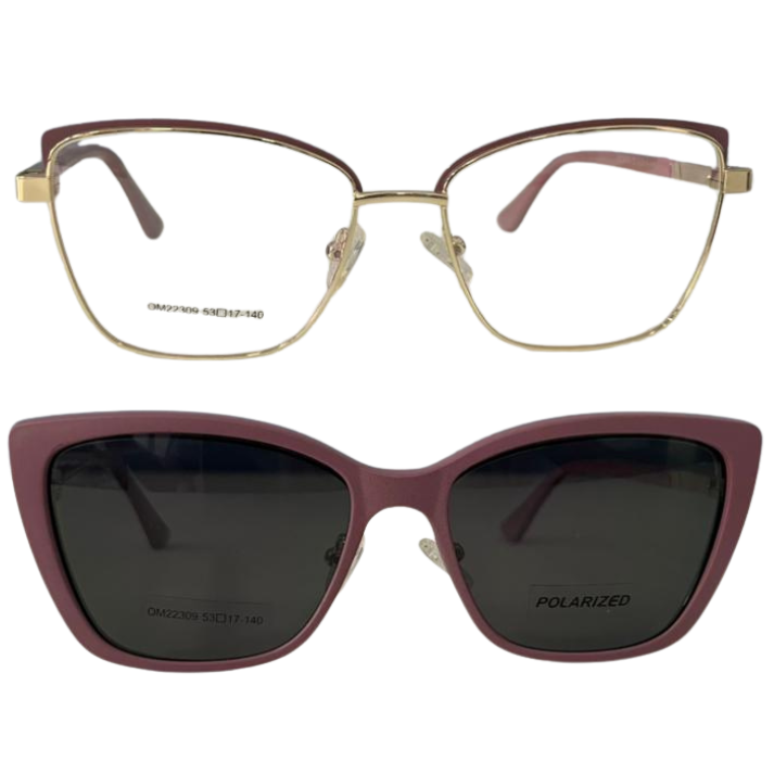 Armação quadrada clipon femenina