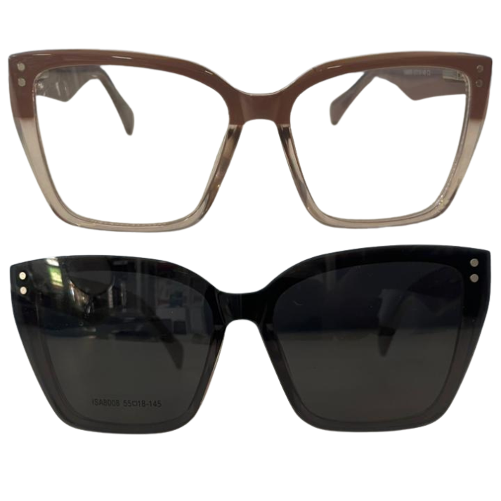 Armação quadrada de Acetato clipon femenina